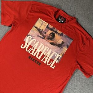 REASON SCARFACE Tony Montana Jacuzzi‎ Mens Short Sleeve Red Shirt Size XL